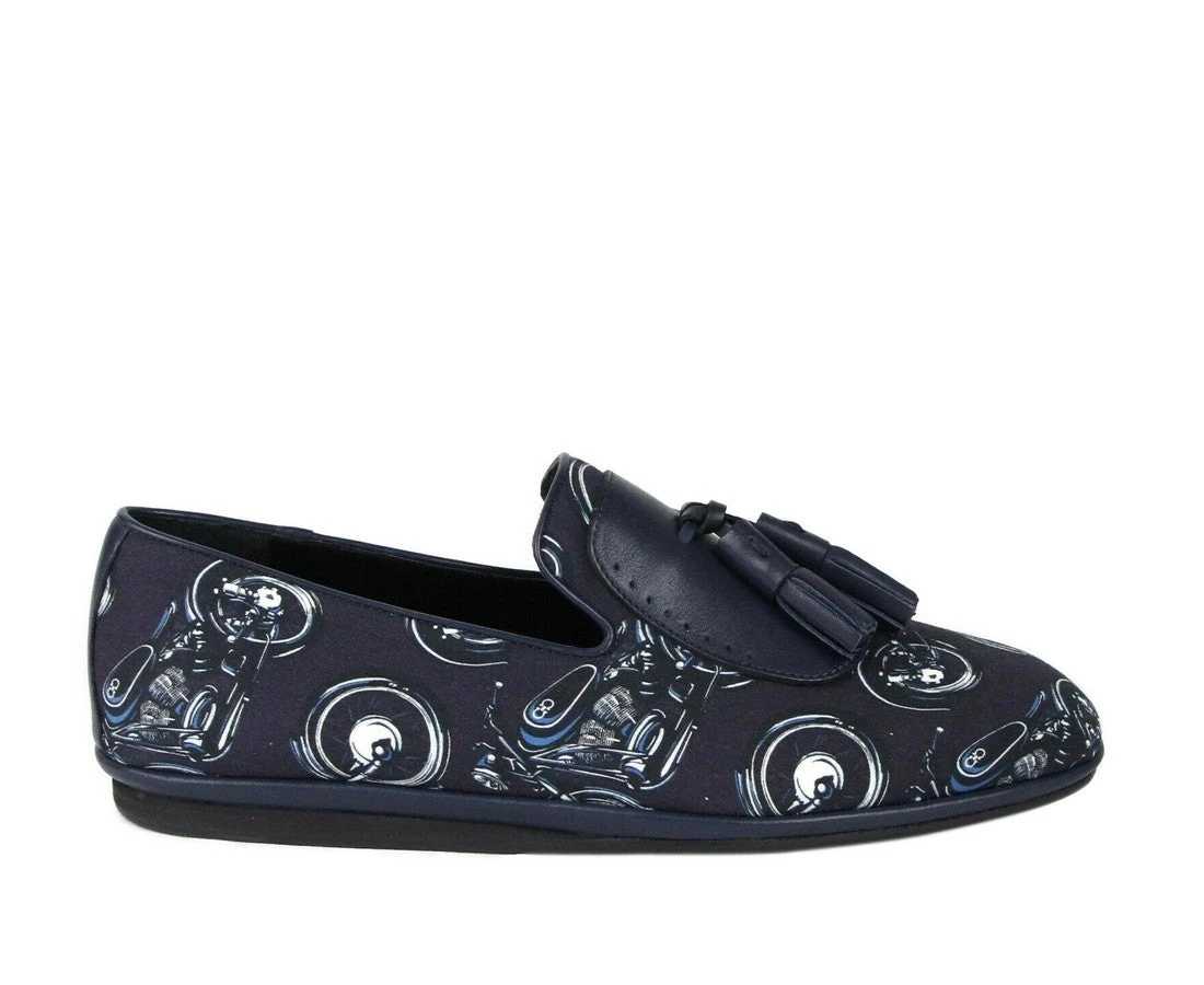 Salvatore Ferragamo Men's Finnegan Deep Blue Fabric Tassel Loafer 8 Salvatore Ferragamo Men's Finnegan Deep Blue Fabric Tassel Loafer - Image 6