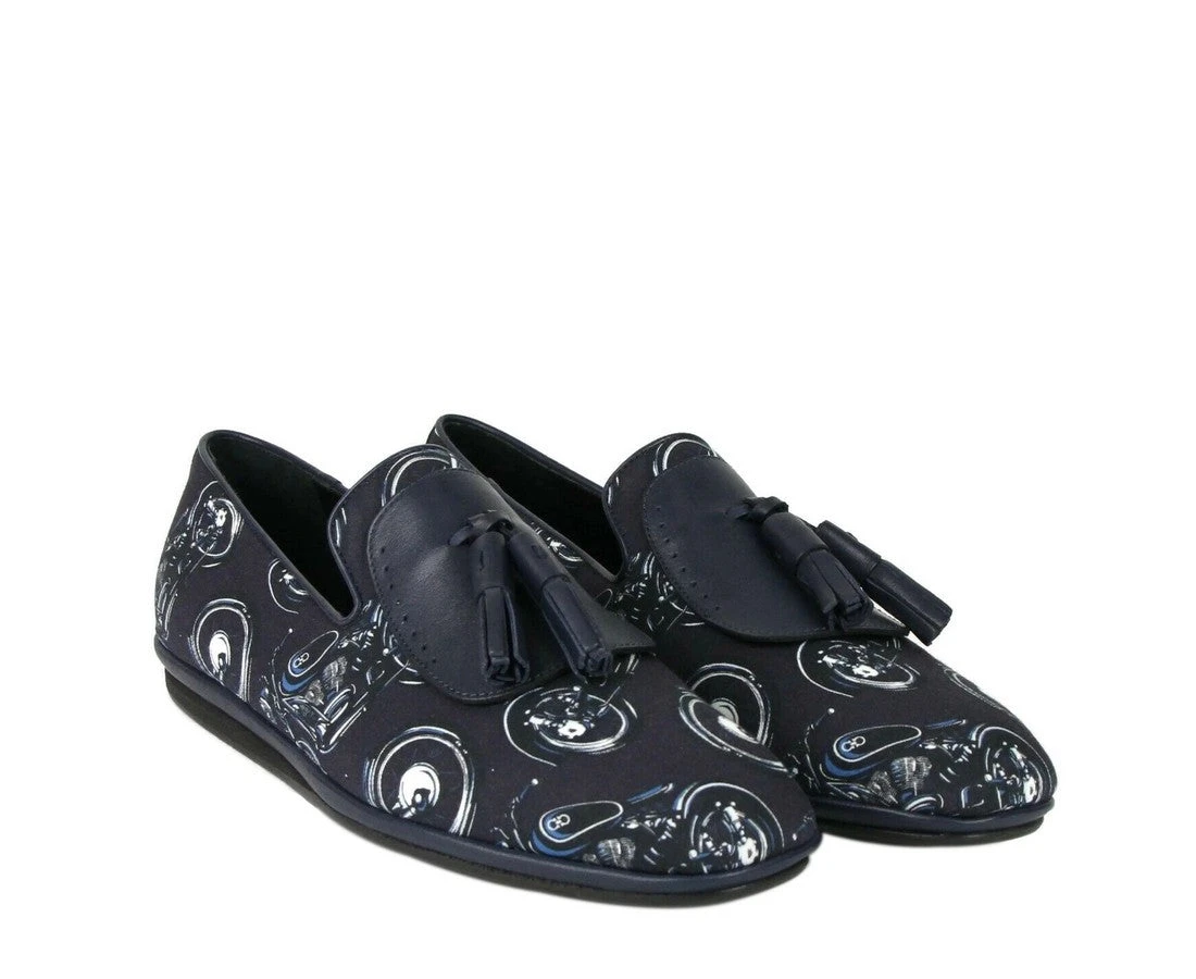 Salvatore Ferragamo Men's Finnegan Deep Blue Fabric Tassel Loafer 14 Salvatore Ferragamo Men's Finnegan Deep Blue Fabric Tassel Loafer - Image 12
