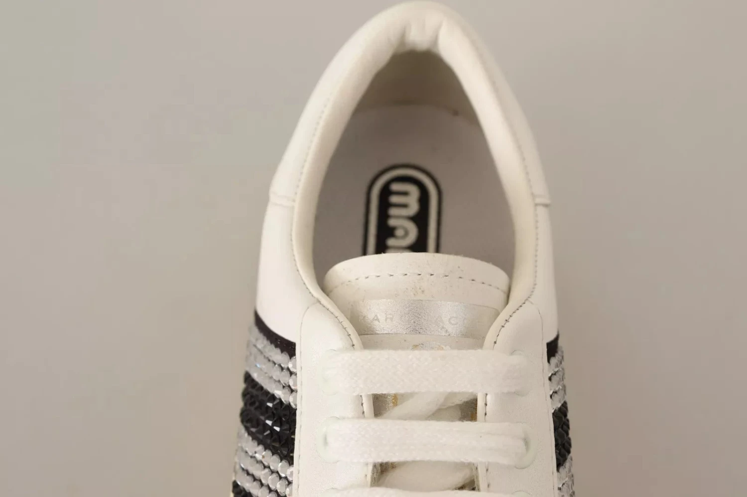 Marc Jacobs White Leather Crystal Embellished Sneakers Women's Shoes (Pre-Owned) 6 Marc Jacobs White Leather Crystal Embellished Sneakers Women's Shoes (Pre-Owned) - Image 4