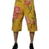 Dolce & Gabbana Yellow Floral Cargo Denim Men Bermuda Men's Shorts -Lux Lair Store 6666010