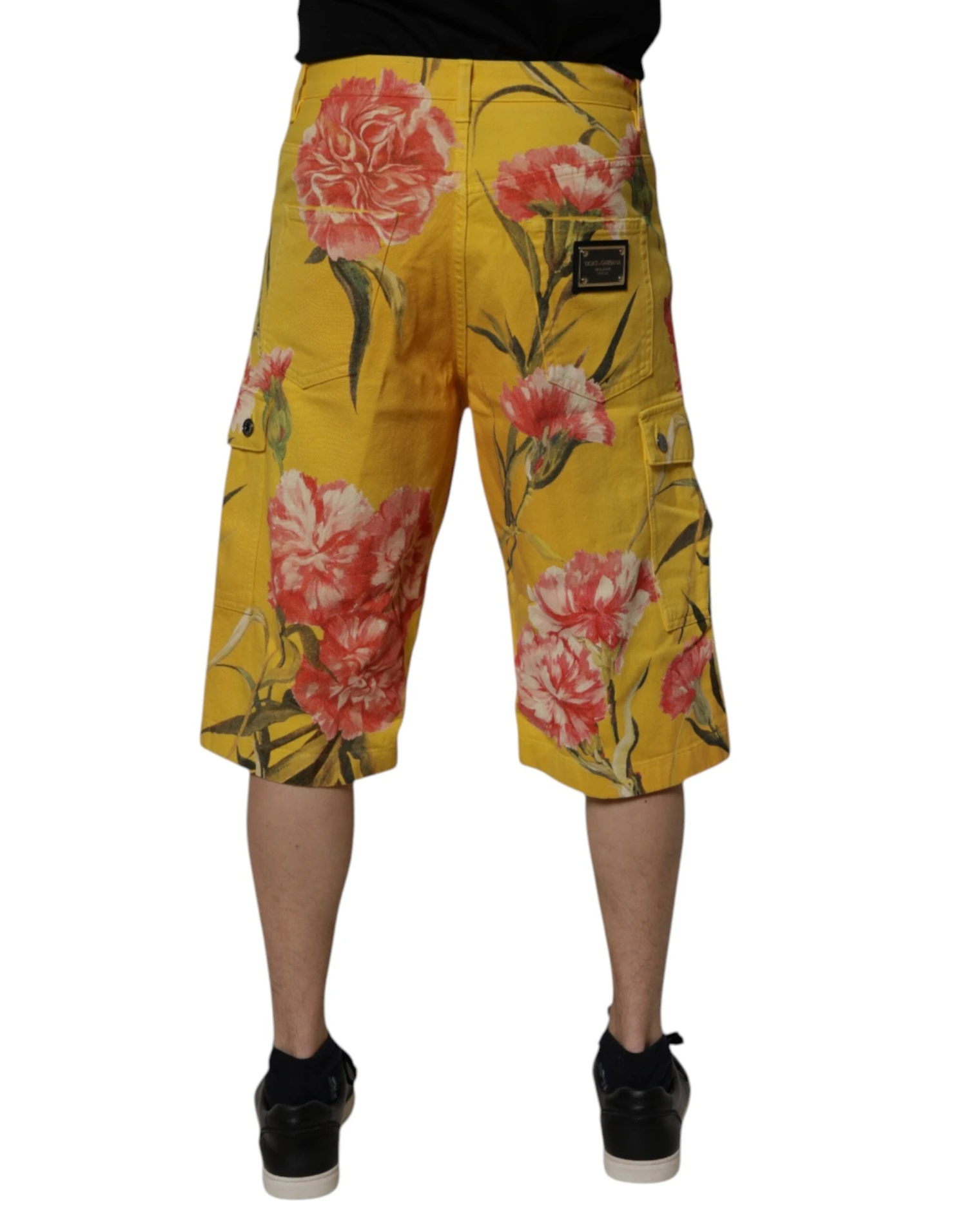 Dolce & Gabbana Yellow Floral Cargo Denim Men Bermuda Men's Shorts 5 Dolce & Gabbana Yellow Floral Cargo Denim Men Bermuda Men's Shorts - Image 3