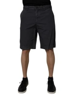 Dolce & Gabbana Dark Gray Cotton Mid Waist Men Bermuda Men's Shorts (Pre-Owned)