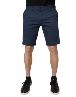 Dolce & Gabbana Blue Cotton Mid Waist Men Bermuda Men's Shorts