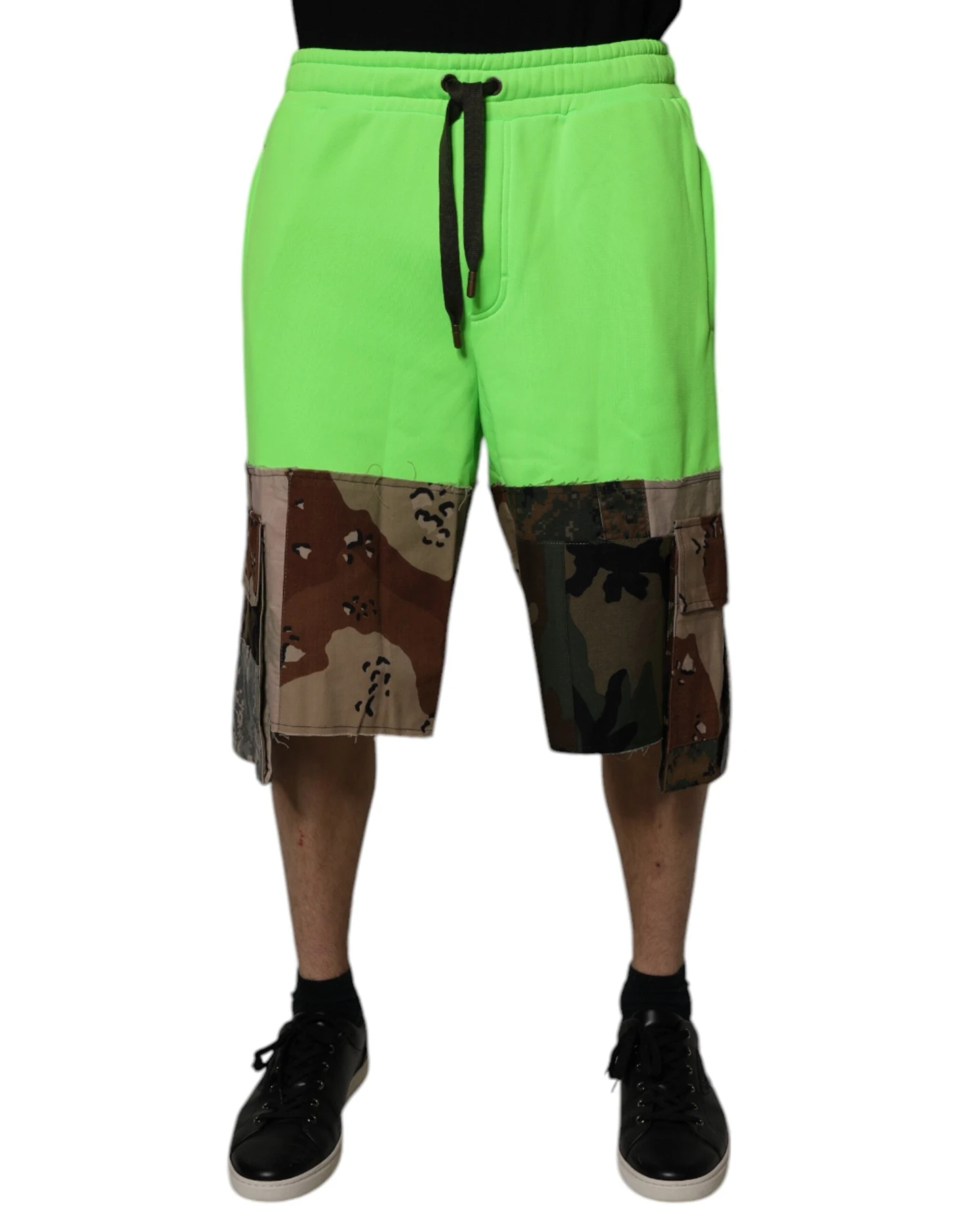 Dolce & Gabbana Green Patchwork Cargo Bermuda Men's Shorts (Pre-Owned) 3 Dolce & Gabbana Green Patchwork Cargo Bermuda Men's Shorts (Pre-Owned)