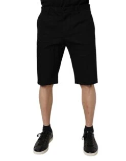 Dolce & Gabbana Black Cotton Stretch Mid Waist Bermuda Men's Shorts
