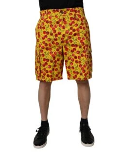Dolce & Gabbana Yellow Cherry Print Cotton Men Bermuda Men's Shorts