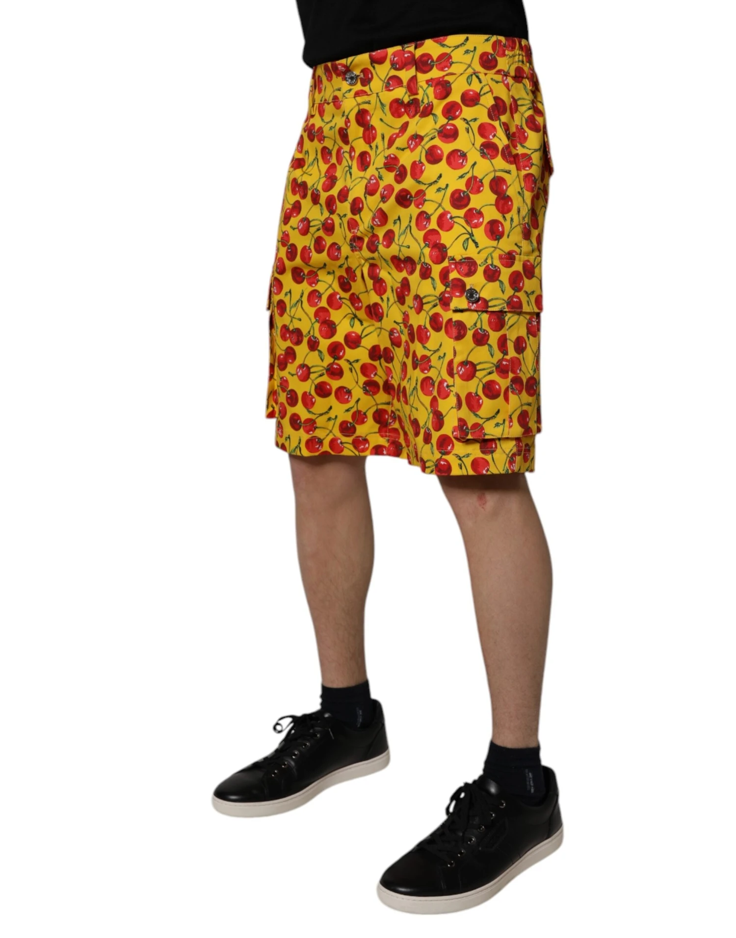 Dolce & Gabbana Yellow Cherry Print Cotton Men Bermuda Men's Shorts 4 Dolce & Gabbana Yellow Cherry Print Cotton Men Bermuda Men's Shorts - Image 2