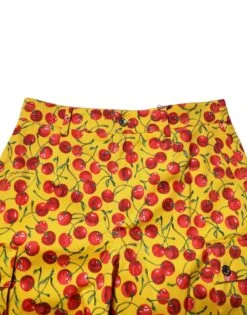 Dolce & Gabbana Yellow Cherry Print Cotton Men Bermuda Men's Shorts 9 Dolce & Gabbana Yellow Cherry Print Cotton Men Bermuda Men's Shorts -Lux Lair Store 6668093