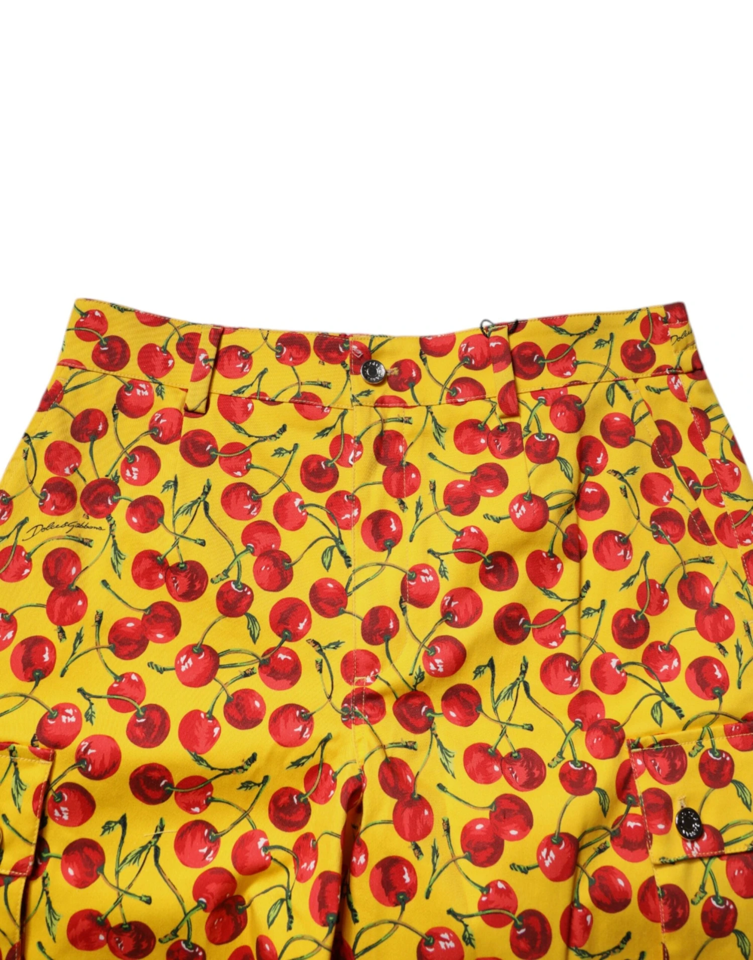 Dolce & Gabbana Yellow Cherry Print Cotton Men Bermuda Men's Shorts 6 Dolce & Gabbana Yellow Cherry Print Cotton Men Bermuda Men's Shorts - Image 4
