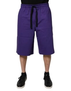 Dolce & Gabbana Purple Cotton Men Bermuda SweatMen's Men's Shorts