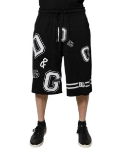 Dolce & Gabbana Black Logo Cotton Bermuda SweatMen's Men's Shorts (Pre-Owned)