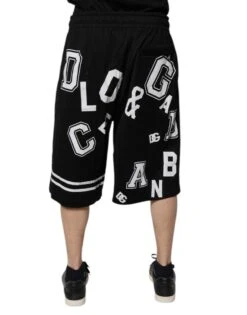 Dolce & Gabbana Black Logo Cotton Bermuda SweatMen's Men's Shorts (Pre-Owned) -Lux Lair Store 6669121