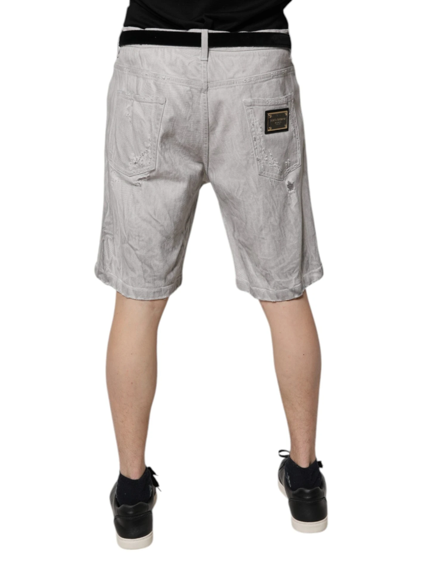 Dolce & Gabbana Light Gray Tattered Men Denim Bermuda Men's Shorts 5 Dolce & Gabbana Light Gray Tattered Men Denim Bermuda Men's Shorts - Image 3