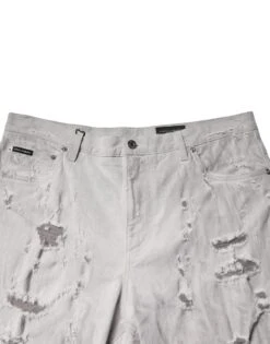 Dolce & Gabbana Light Gray Tattered Men Denim Bermuda Men's Shorts 10 Dolce & Gabbana Light Gray Tattered Men Denim Bermuda Men's Shorts -Lux Lair Store 6669395