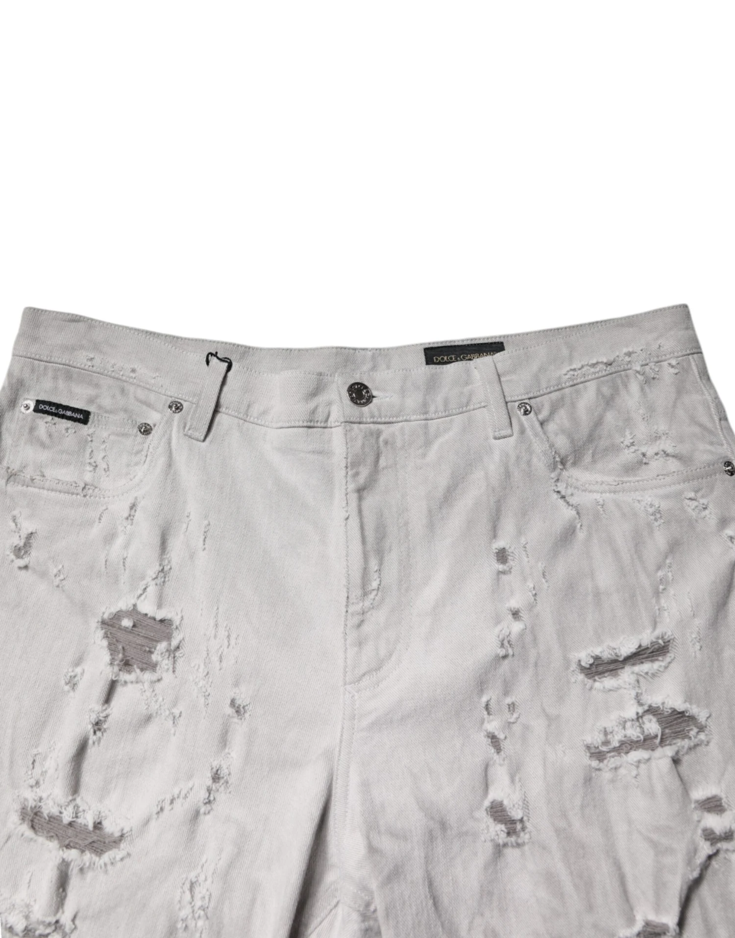 Dolce & Gabbana Light Gray Tattered Men Denim Bermuda Men's Shorts 6 Dolce & Gabbana Light Gray Tattered Men Denim Bermuda Men's Shorts - Image 4