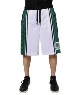 Dolce & Gabbana White Green Men Jersey SweatMen's Men's Shorts (Pre-Owned)