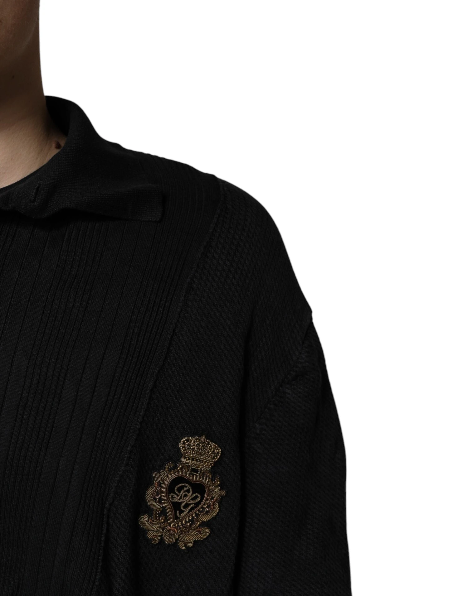 Dolce & Gabbana Black Heraldic Silk Buttoned Pullover Men's Sweater (Pre-Owned) 6 Dolce & Gabbana Black Heraldic Silk Buttoned Pullover Men's Sweater (Pre-Owned) - Image 4