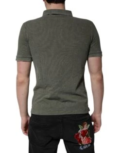 Dolce & Gabbana Army Green Logo Plaque Cotton Polo Shirt Men's T-shirt 9 Dolce & Gabbana Army Green Logo Plaque Cotton Polo Shirt Men's T-shirt -Lux Lair Store 6728378