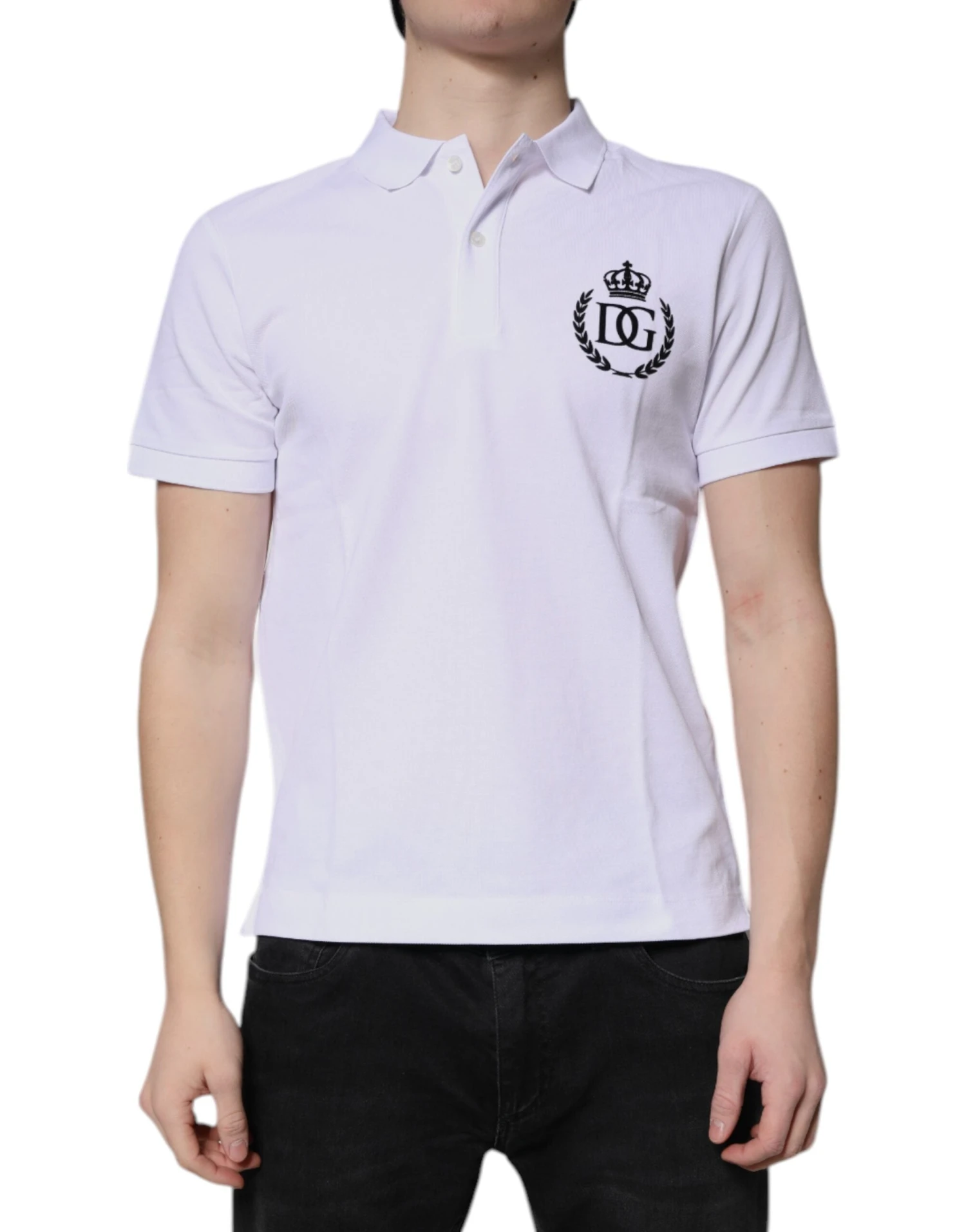 Dolce & Gabbana White Cotton Crown Collared Men Polo Men's T-shirt 3 Dolce & Gabbana White Cotton Crown Collared Men Polo Men's T-shirt