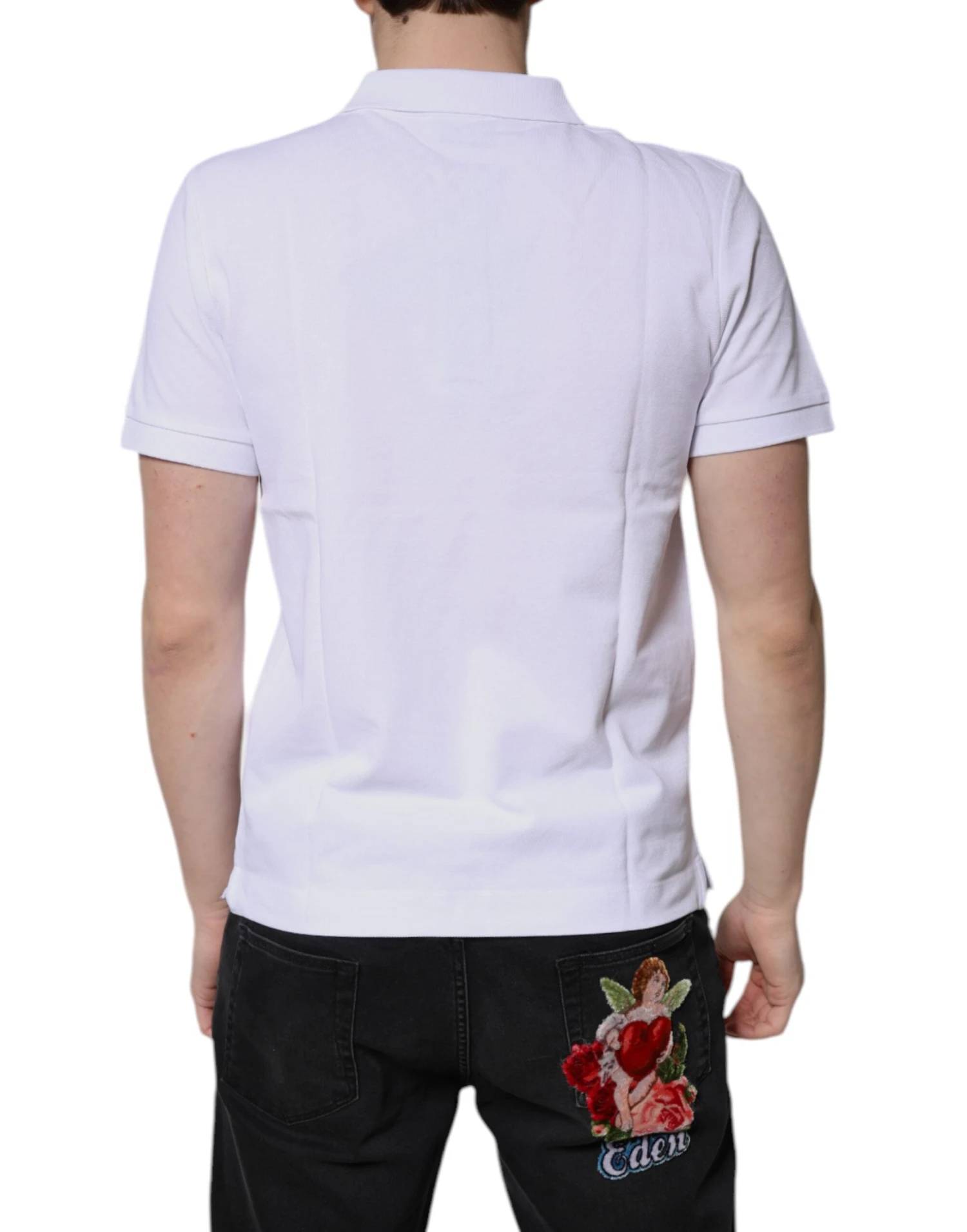 Dolce & Gabbana White Cotton Crown Collared Men Polo Men's T-shirt 5 Dolce & Gabbana White Cotton Crown Collared Men Polo Men's T-shirt - Image 3