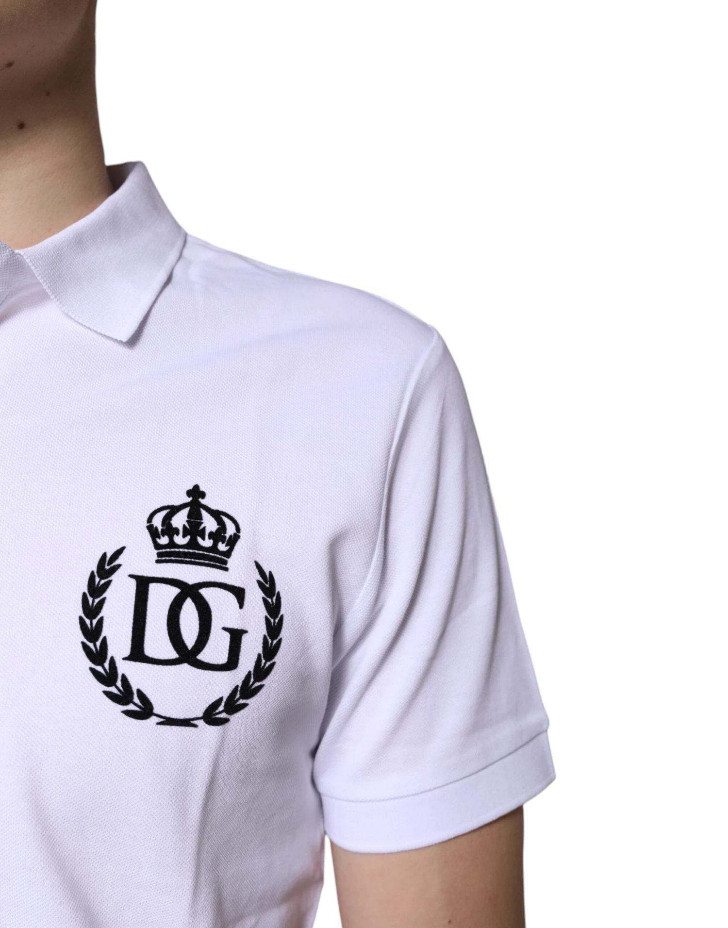 Dolce & Gabbana White Cotton Crown Collared Men Polo Men's T-shirt 6 Dolce & Gabbana White Cotton Crown Collared Men Polo Men's T-shirt - Image 4