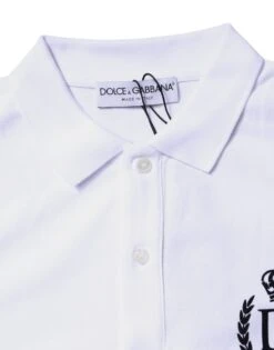 Dolce & Gabbana White Cotton Crown Collared Men Polo Men's T-shirt 11 Dolce & Gabbana White Cotton Crown Collared Men Polo Men's T-shirt -Lux Lair Store 6728421