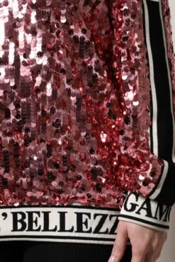 Dolce & Gabbana Pink DG Queen Sequin Pullover Women's Sweater -Lux Lair Store 6759834