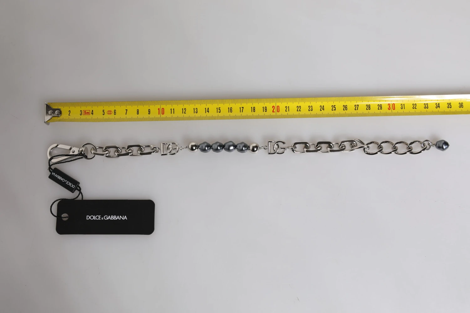 Dolce & Gabbana Silver Tone Chain Lobster Clasp Logo Gray Pearls Men's Bracelet 6 Dolce & Gabbana Silver Tone Chain Lobster Clasp Logo Gray Pearls Men's Bracelet - Image 4