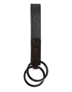 Dolce & Gabbana Brown Leather DG Plaque Double Keyring Holder Men's Keychain (Pre-Owned) -Lux Lair Store 6761693