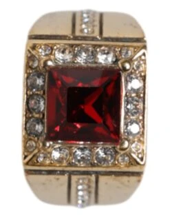 Dolce & Gabbana Gold Tone Sterling Silver 925 Crystals Men's Ring (Pre-Owned) -Lux Lair Store 6761823