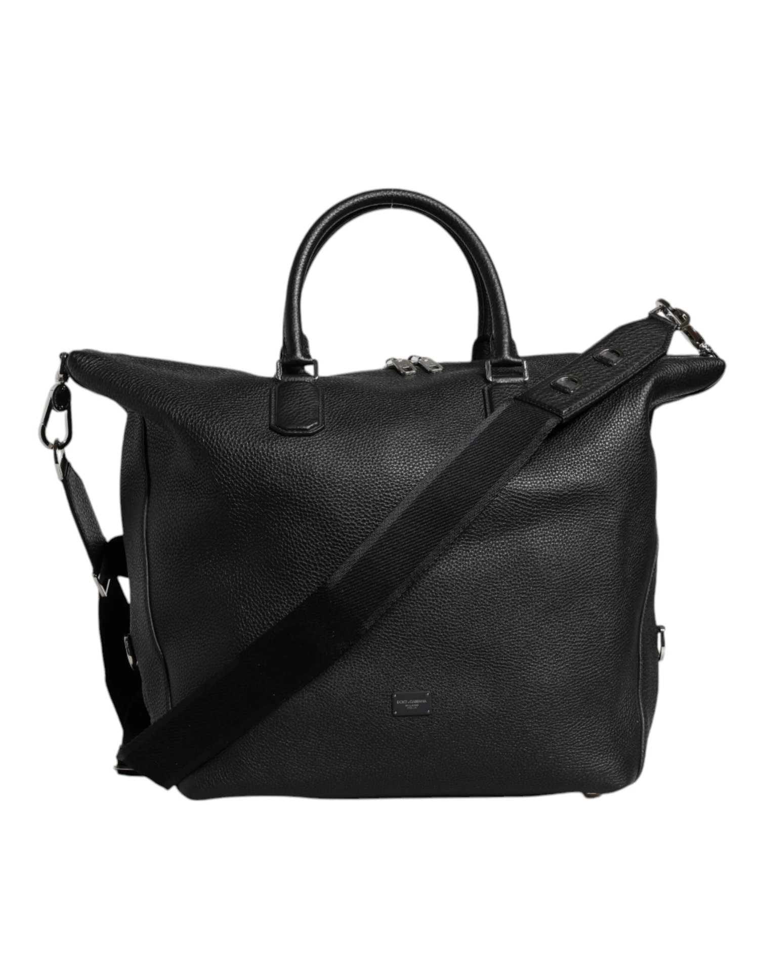 Dolce & Gabbana Black Calfskin Leather Hand Shoulder Duffle Men's Bag 5 Dolce & Gabbana Black Calfskin Leather Hand Shoulder Duffle Men's Bag - Image 3