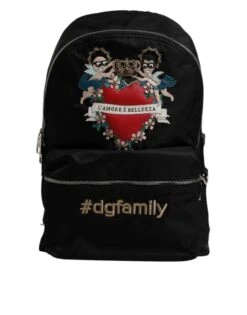 Dolce & Gabbana Black Nylon #DGFAMILY Embellished Backpack VULCANO Men's Bag