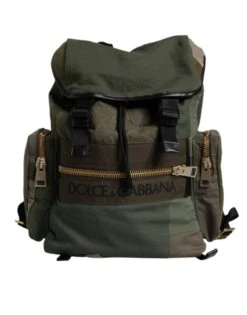 Dolce & Gabbana Military Green Patchwork School Backpack Men's Bag