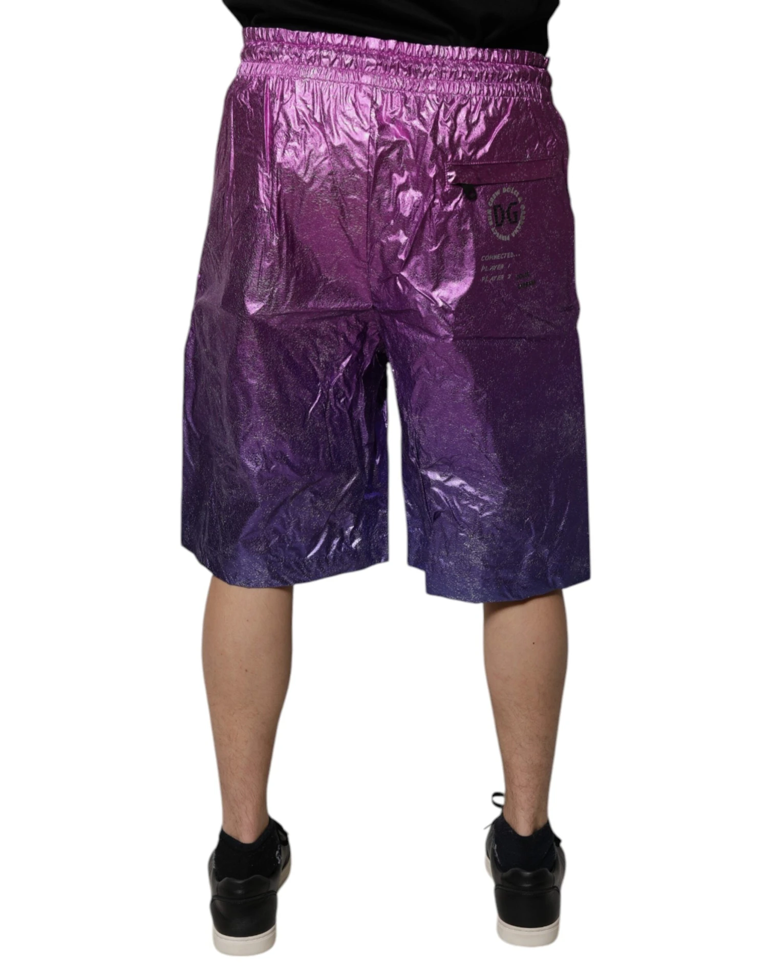 Dolce & Gabbana Metallic Pink Purple Two Tone Bermuda Men's Shorts 5 Dolce & Gabbana Metallic Pink Purple Two Tone Bermuda Men's Shorts - Image 3