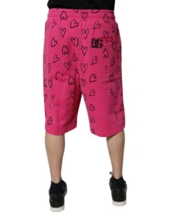 Dolce & Gabbana Pink Cotton Heart Print Bermuda Men's Shorts (Pre-Owned) 9 Dolce & Gabbana Pink Cotton Heart Print Bermuda Men's Shorts (Pre-Owned) -Lux Lair Store 6800392