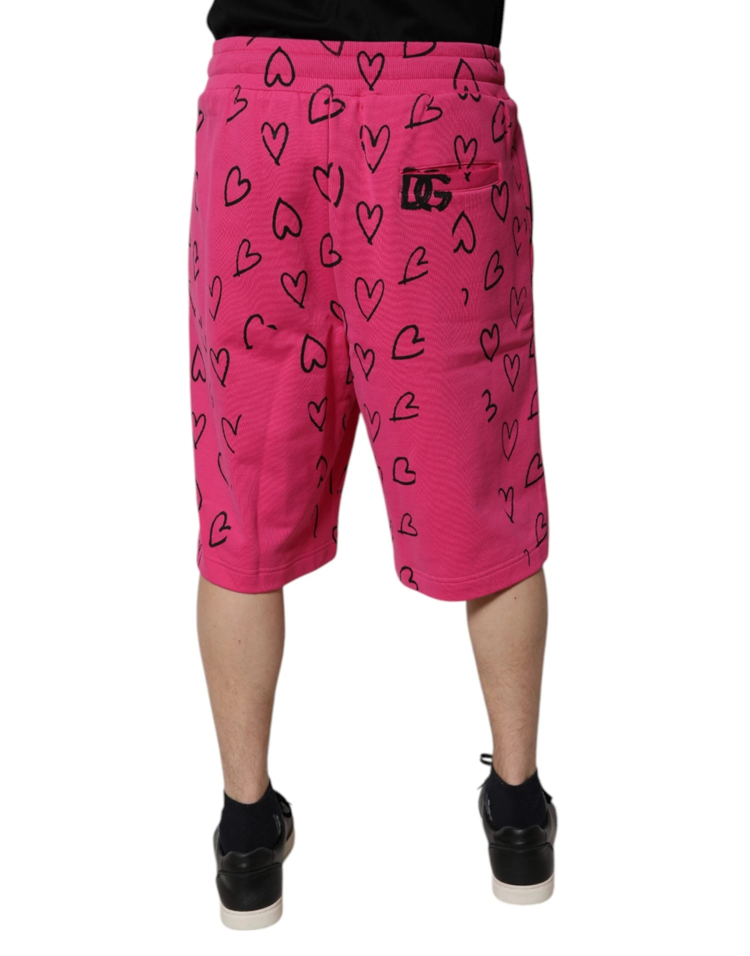 Dolce & Gabbana Pink Cotton Heart Print Bermuda Men's Shorts (Pre-Owned) 5 Dolce & Gabbana Pink Cotton Heart Print Bermuda Men's Shorts (Pre-Owned) - Image 3