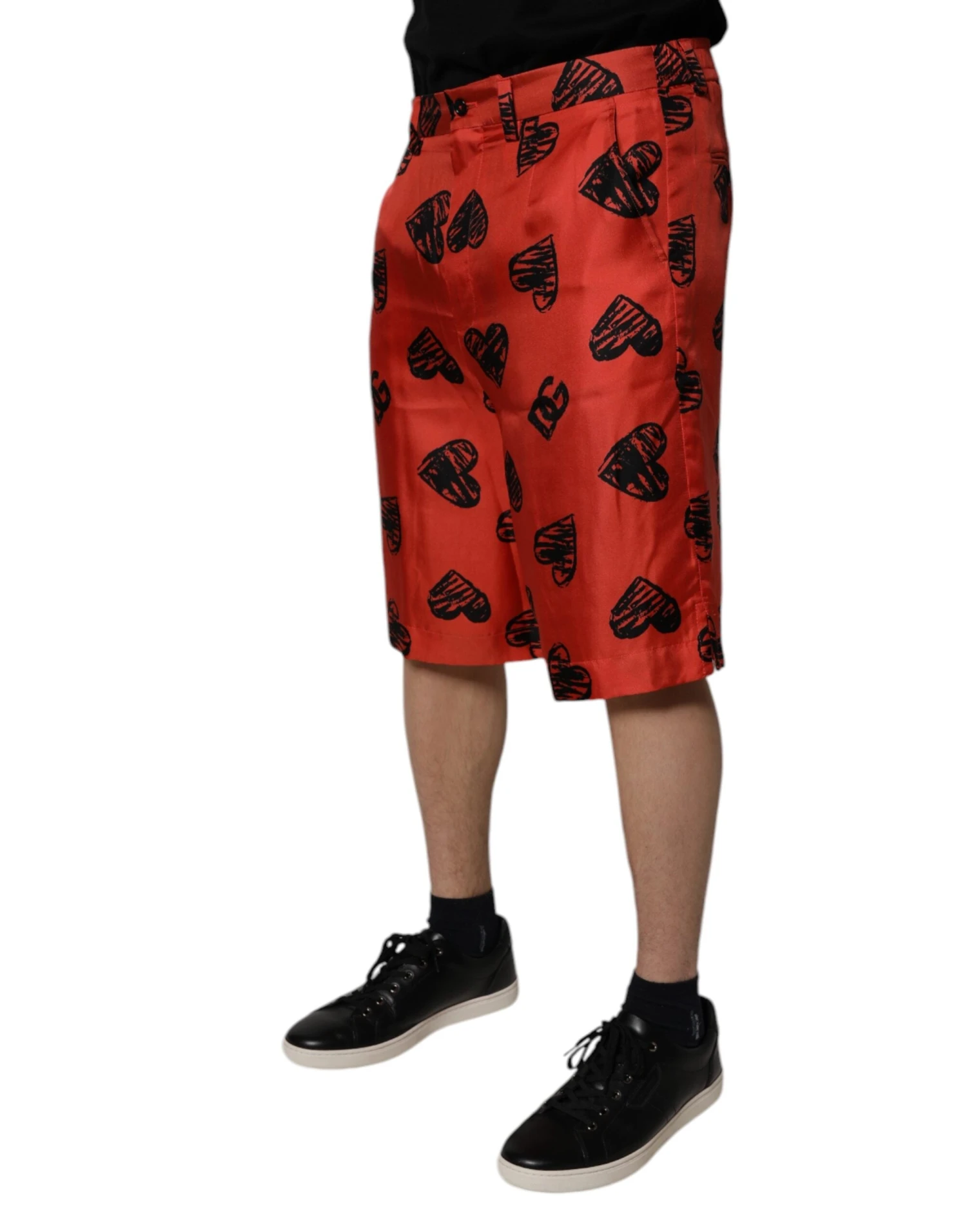 Dolce & Gabbana Orange Silk Heart Print Bermuda Men's Shorts (Pre-Owned) 4 Dolce & Gabbana Orange Silk Heart Print Bermuda Men's Shorts (Pre-Owned) - Image 2