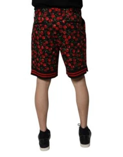 Dolce & Gabbana Black Red Cherry Print Bermuda Cotton Men's Shorts -Lux Lair Store 6800445