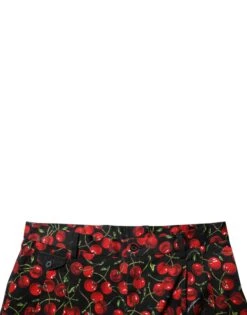 Dolce & Gabbana Black Red Cherry Print Bermuda Cotton Men's Shorts -Lux Lair Store 6800446