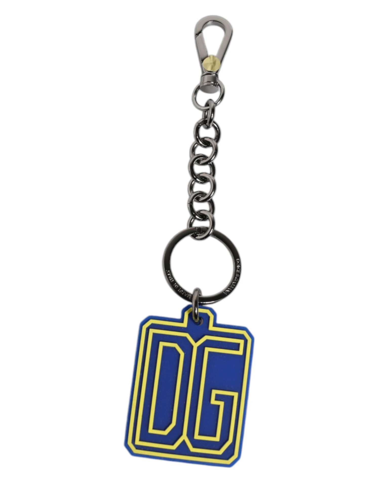 Dolce & Gabbana Blue Yellow DG Rubber Logo Silver Men's Keychain Men's Keyring 4 Dolce & Gabbana Blue Yellow DG Rubber Logo Silver Men's Keychain Men's Keyring - Image 2