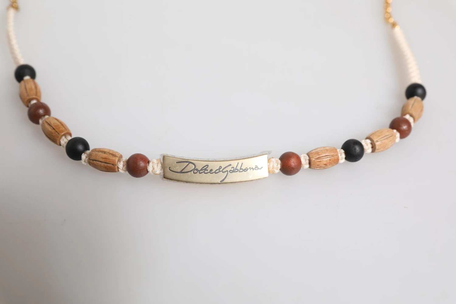 Dolce & Gabbana Black Gold Wooden Beaded Logo Pendant Men's Necklace 4 Dolce & Gabbana Black Gold Wooden Beaded Logo Pendant Men's Necklace - Image 2