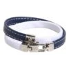 Dolce & Gabbana Blue White Leather Trimmed DG Engraved Silver Tone Clasp Men's Bracelet 2 Dolce & Gabbana Blue White Leather Trimmed DG Engraved Silver Tone Clasp Men's Bracelet -Lux Lair Store 6803381
