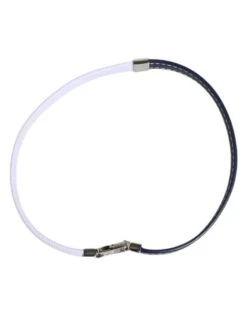 Dolce & Gabbana Blue White Leather Trimmed DG Engraved Silver Tone Clasp Men's Bracelet -Lux Lair Store 6803385