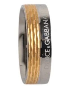 Dolce & Gabbana Gold Silver Tone Real Brass DG Logo Men's Ring -Lux Lair Store 6803939