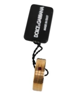 Dolce & Gabbana Gold Tone Brass Red Crystal DG Logo Men's Ring -Lux Lair Store 6804031