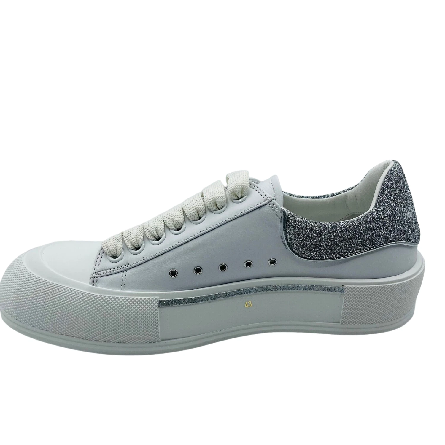 New Alexander McQueen Men's Ivory Leather Sneakers EU 43/US 10 5 New Alexander McQueen Men's Ivory Leather Sneakers EU 43/US 10 - Image 3