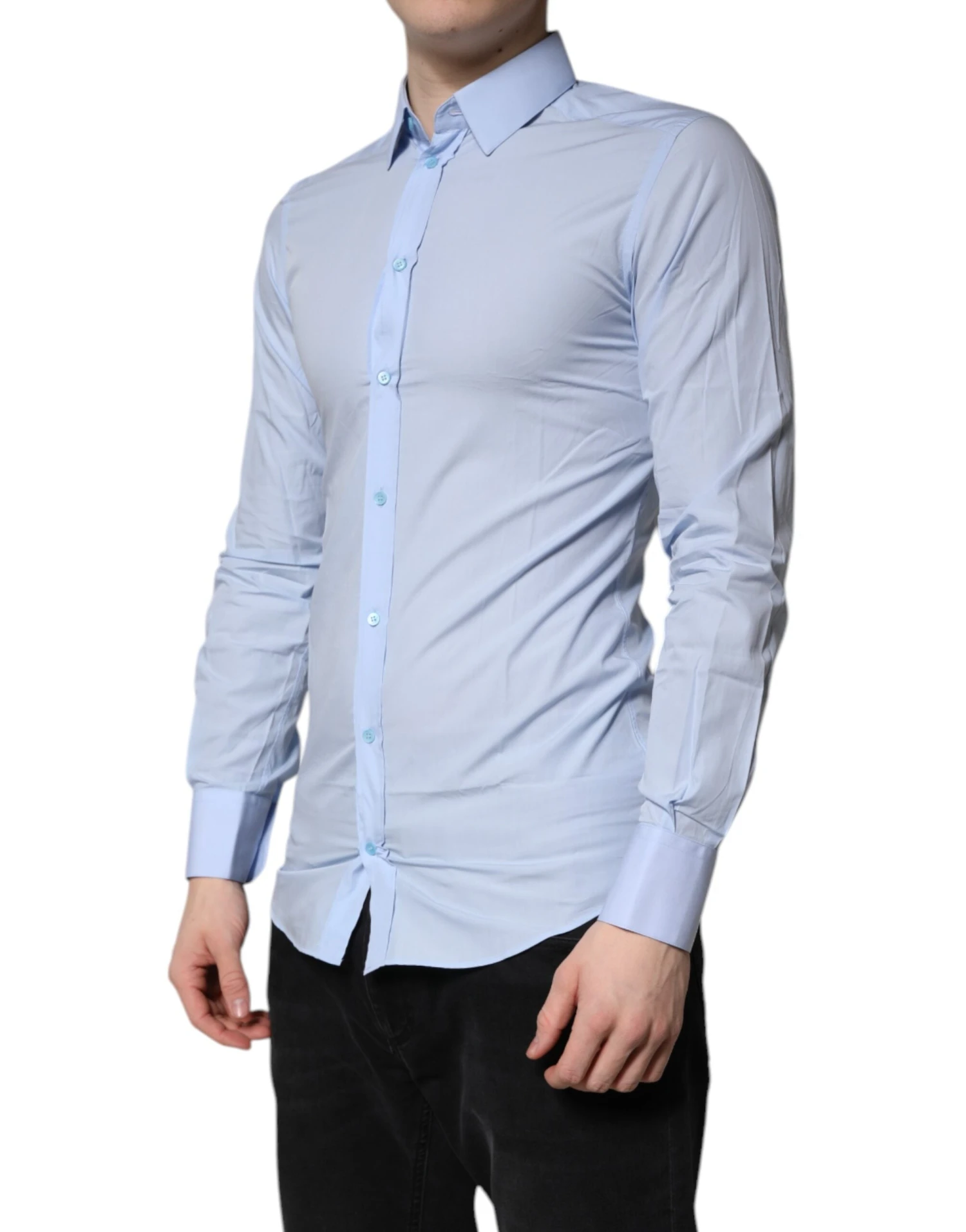 Dolce & Gabbana Light Blue Cotton GOLD Dress Formal Men's Shirt 4 Dolce & Gabbana Light Blue Cotton GOLD Dress Formal Men's Shirt - Image 2