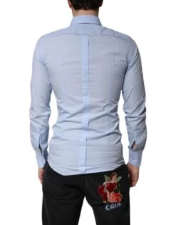 Dolce & Gabbana Light Blue Cotton GOLD Dress Formal Men's Shirt 9 Dolce & Gabbana Light Blue Cotton GOLD Dress Formal Men's Shirt -Lux Lair Store 6847051