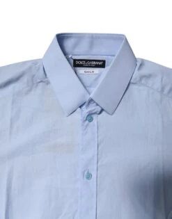 Dolce & Gabbana Light Blue Cotton GOLD Dress Formal Men's Shirt 11 Dolce & Gabbana Light Blue Cotton GOLD Dress Formal Men's Shirt -Lux Lair Store 6847053