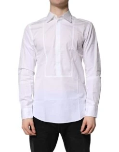 Dolce & Gabbana White Cotton Collared Dress Formal Men's Shirt (Pre-Owned)